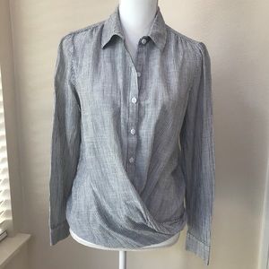 BeachLunchLounge Wrap-Front Button Up Blouse Sz M